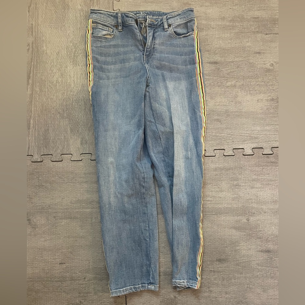 Womens Soho Striped blue Jeans ‘High waist straight fit’ size 4.